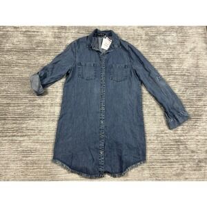 Velvet Heart Dress‎ Small 100% Tencel Chambray Shirt Roll Tab Sleeve Pockets NWT